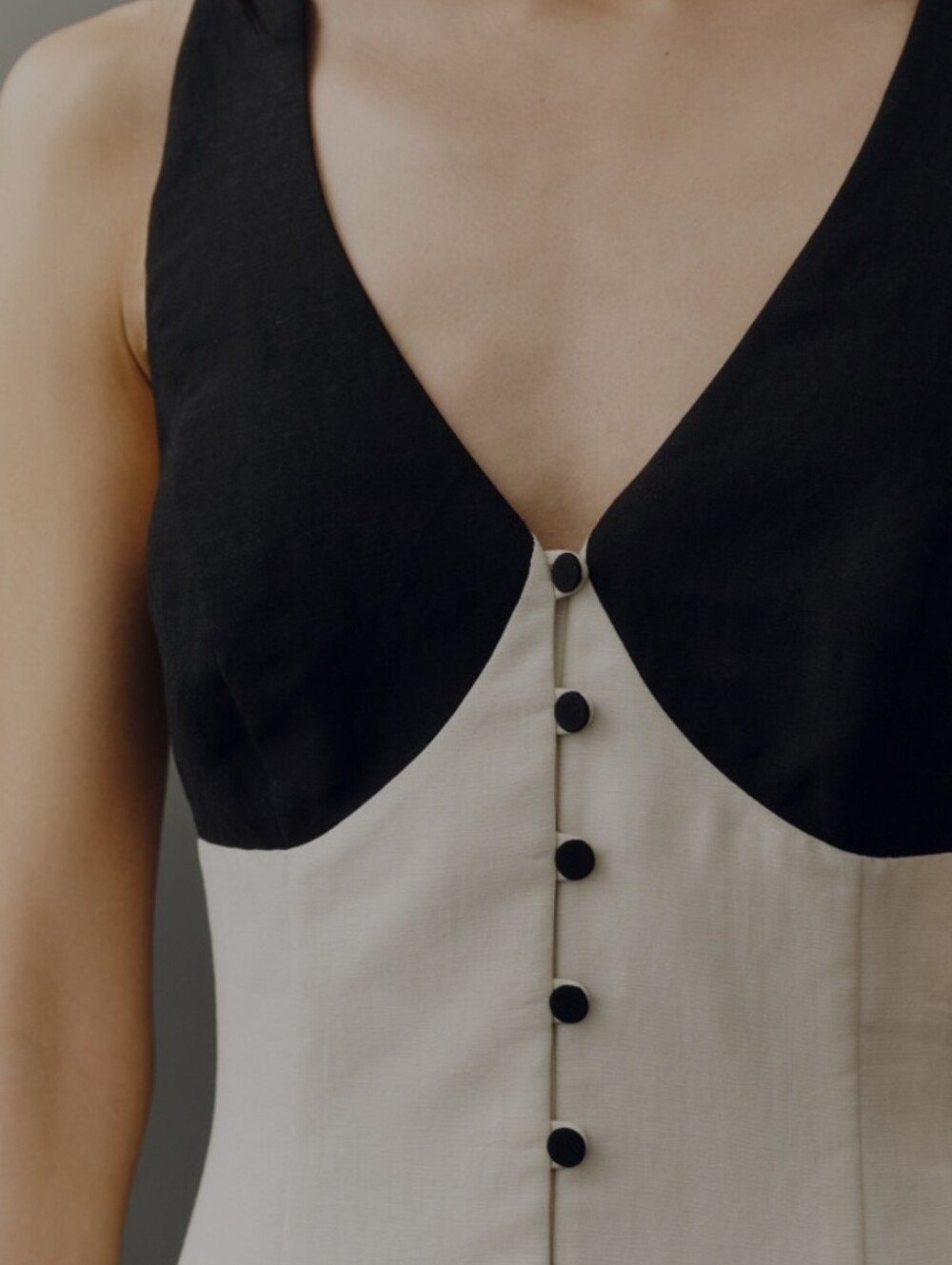 Anthropologie MARE Sleeveless Black & Cream Button-Front Maxi Dress size Large - Picture 4 of 10